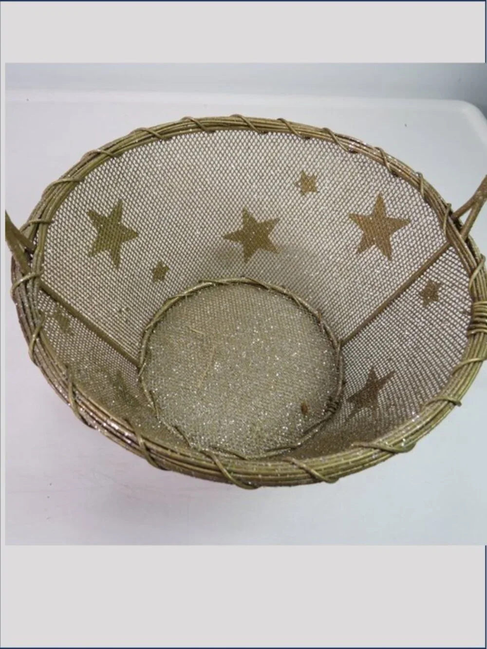 Champagne Gold Wire Mesh Star Basket Glitter Flower Girl Celestial Decor 10